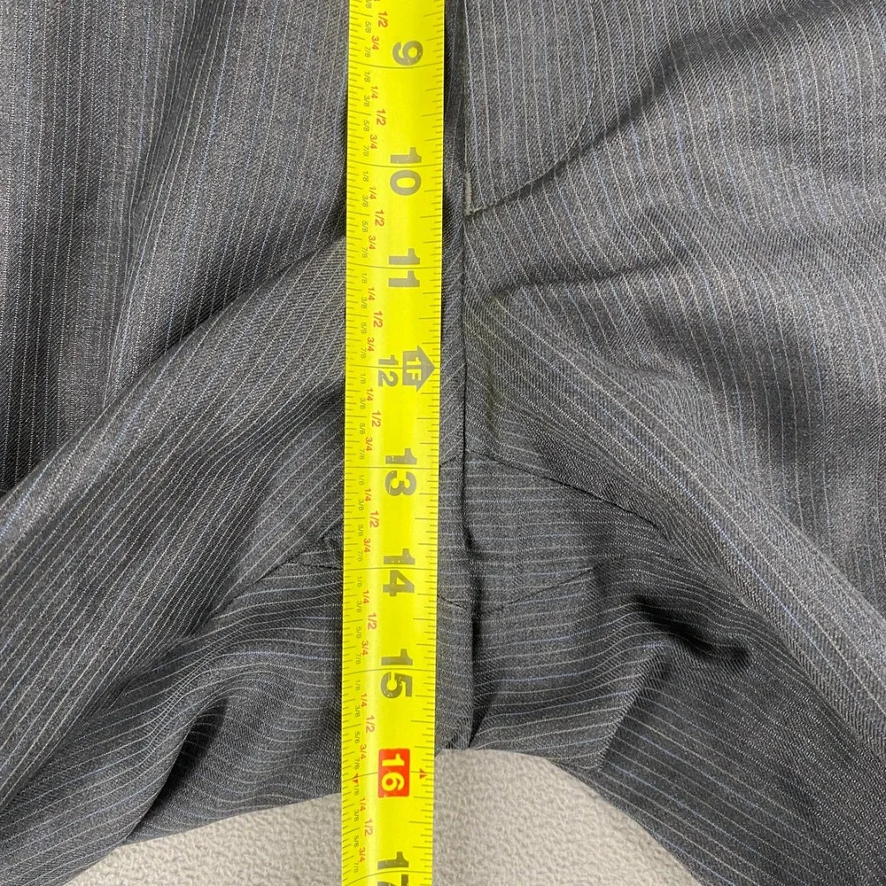 Calvin Klein Mens Charcoal Grey Blue Pinstripe Dress Pants 41x29 Flat Front